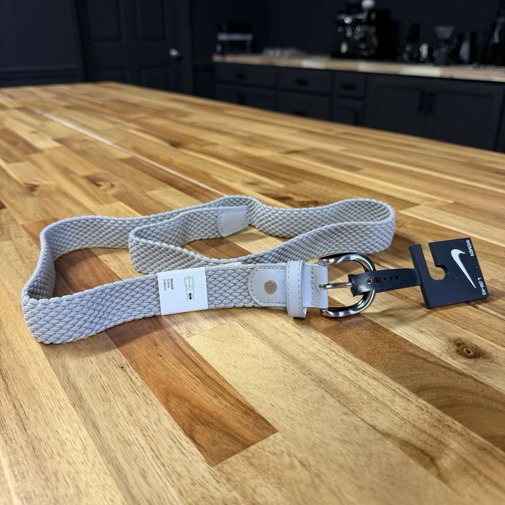 NWT Nike Women's Gray Woven Stretch Golf Belt Size Large 38-40